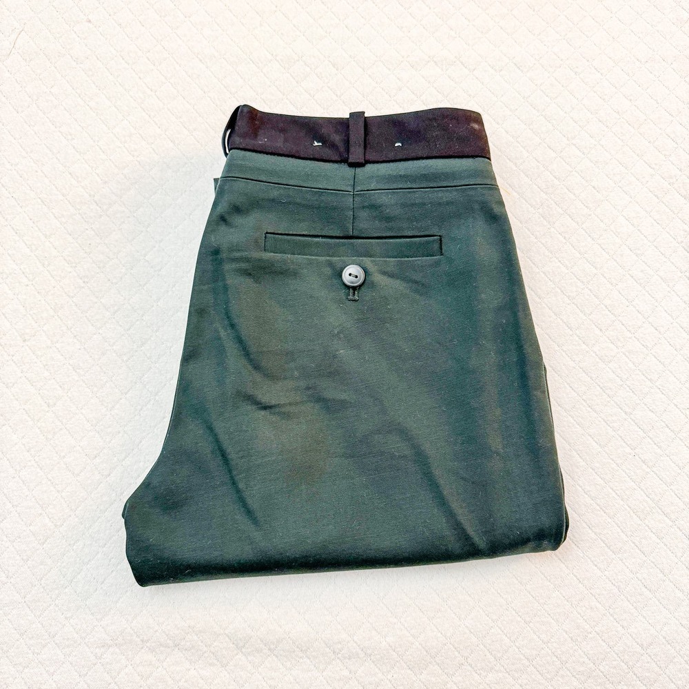 Club Monaco Green Slack Pant Navy Banding Size 0
